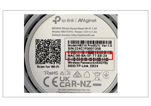 MAC-adresse eksempel, TP-Link router