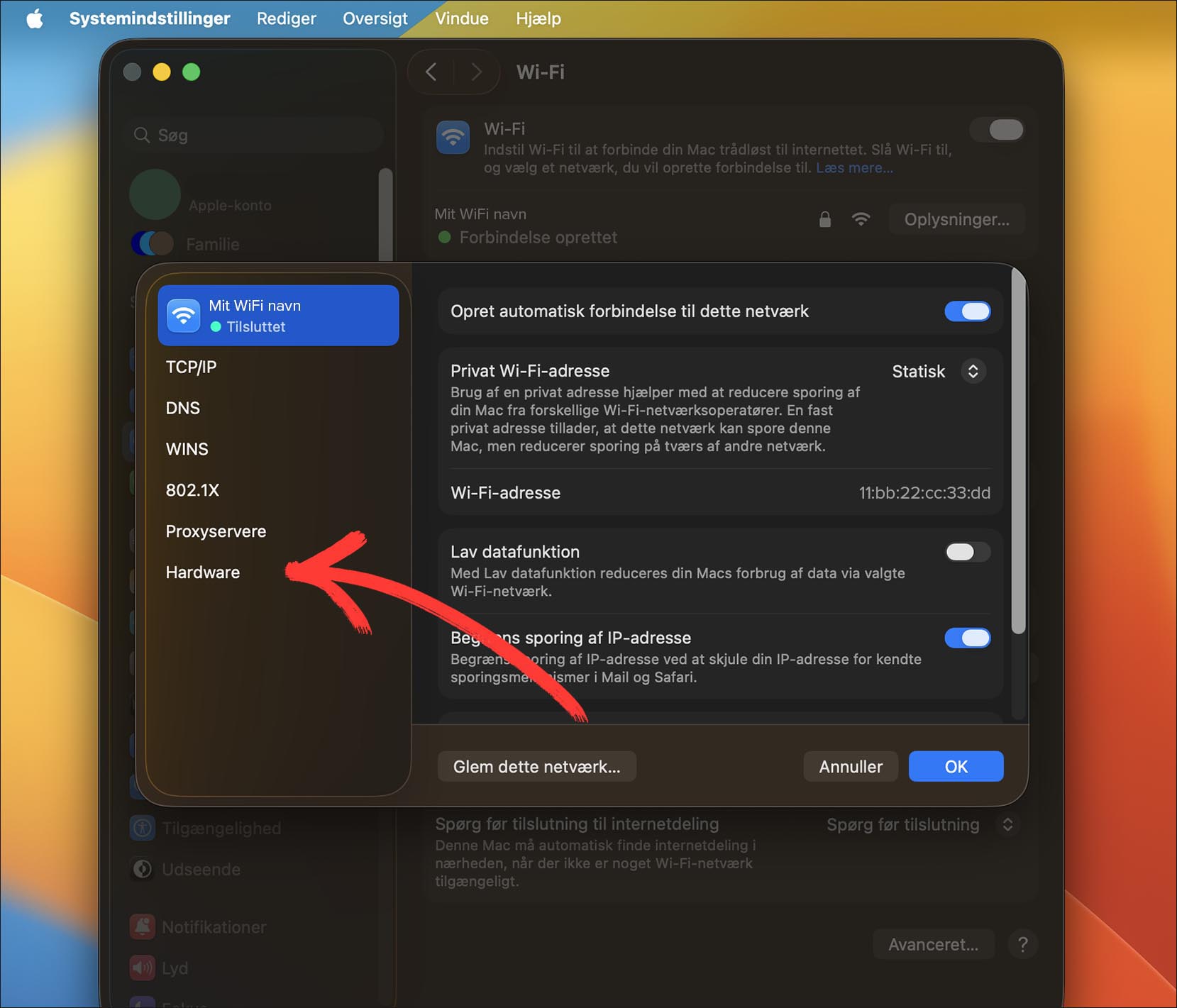 MAC adresse på MacOS Step 4